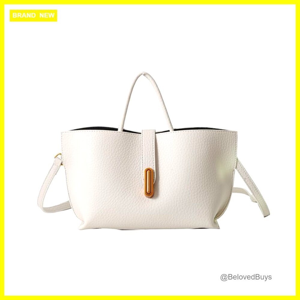 PU Leather Crossbody Bucket Bag with Adjustable Strap and Small Purse